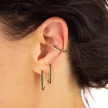 Oval Hoop Earrings with Black Stones  earrings by Scream Pretty