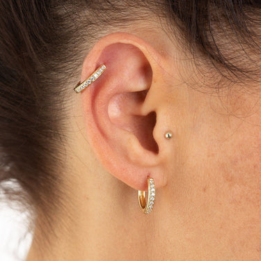 Large Huggie Earrings with Clear Stones | Silver & Gold Hoop Earrings for women by Scream Pretty 