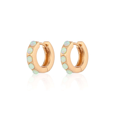 Lime Green Opal Huggie Earrings  earrings by Scream Pretty