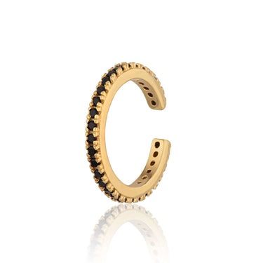 Black Stone Ear Cuff | Silver & Gold Ear Wrap Earring for Non-Pierced Ears | Scream Pretty