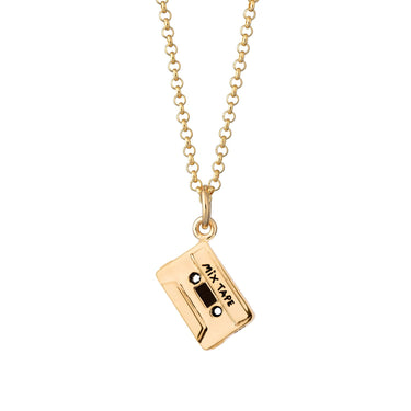 Mix Tape Necklace | Cassette Tape Pendant Necklace in Silver & Gold by Scream Pretty