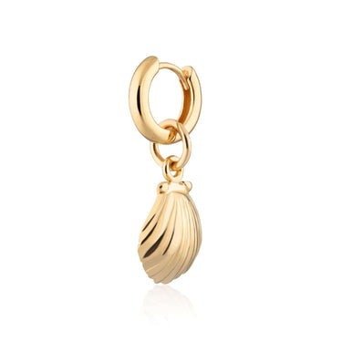 Clam Shell Single Huggie Earring Gold Plated Single Earring by Scream Pretty