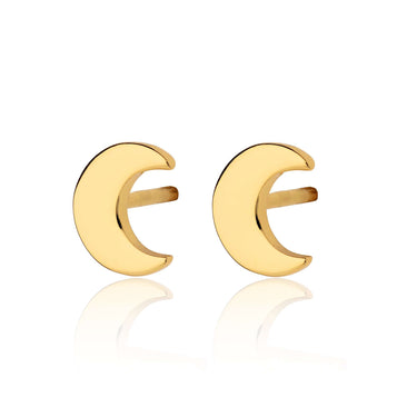 Gold Crescent Moon Stud Earrings | Celestial Inspired Studs