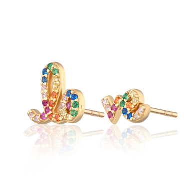 Rainbow Love Stud Earrings Gold Plated Earrings by Scream Pretty