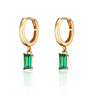 Green Baguette Charm Hoop Earrings | Emerald Green Drop Hoop Earrings | Scream Pretty