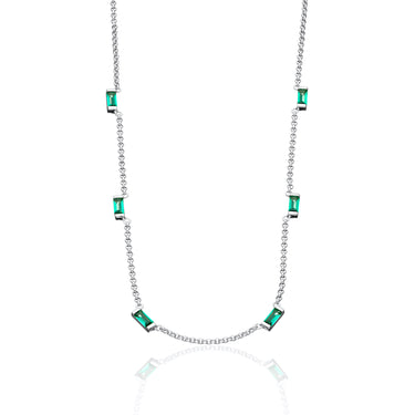 Cleopatra Green Baguette Chain Necklace | Emerald Green Stone Necklace | Scream Pretty