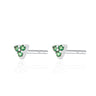 Silver Trinity Green Stone Stud Earrings 