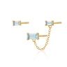 Aquamarine Chained Baguette Stud Earring Stack Set  | Scream Pretty x Hannah Martin