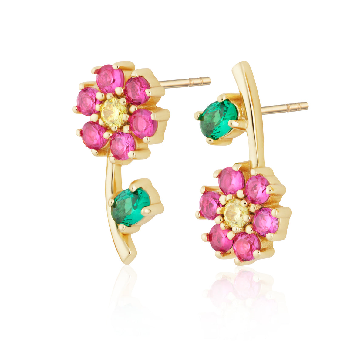 Hannah Martin Gold Mismatched Flower Stud Earrings