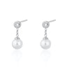 Silver Pearl Drop Stud Earrings | Clear Stone Stud Earring with Pearl Drop