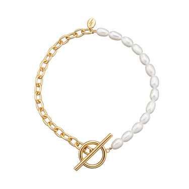 Pearl and Chain T-Bar Bracelet | Silver & Gold Pearl Bracelet | Scream Pretty x Hannah Martin