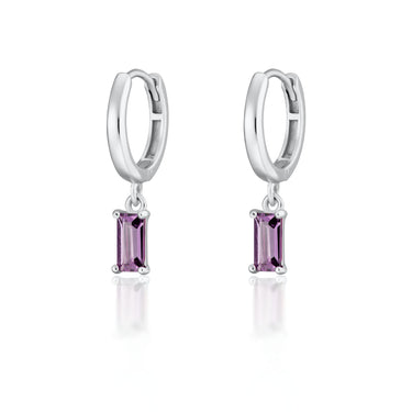 Violet Baguette Charm Hoop Earrings | Purple Drop Hoop Earrings | Scream Pretty x Hannah Martin