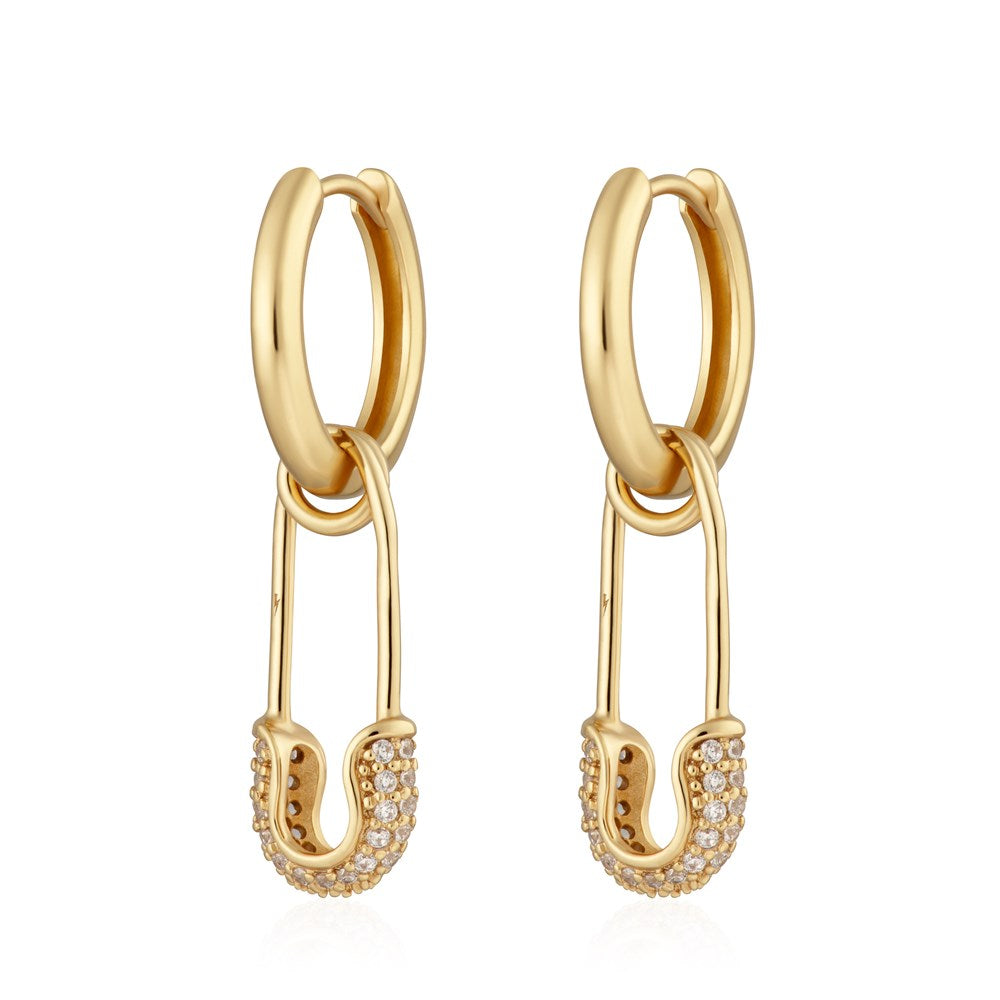 Hannah Martin Safety Pin Charm Hoop Earrings
