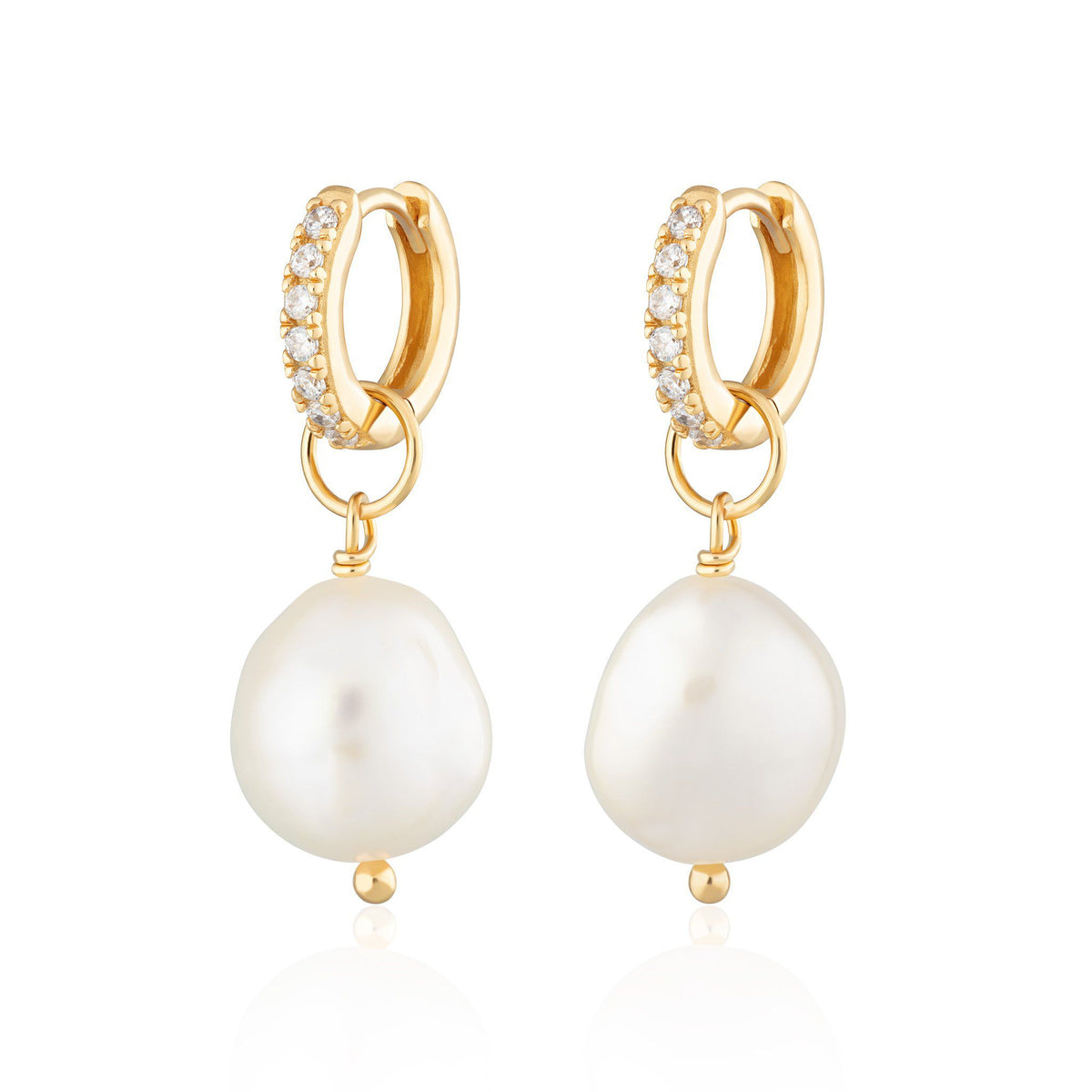 Hannah Martin Sparkle Huggie Earrings with Baroque Pearls