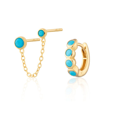 Hannah Martin Turquoise Ear Party Earring Set Gold Plated Earring Set by Scream Pretty