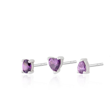 Violet Set of 3 Stud Earrings | Purple Stud Earring Stack Set | Scream Pretty x Hannah Martin