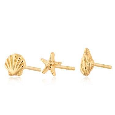 Shell Stud Earring Set | Seaside Earring Stack Set for 3 Holes | Scream Pretty x Hannah Martin
