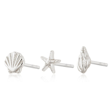 Shell Stud Earring Set | Seaside Earring Stack Set for 3 Holes | Scream Pretty x Hannah Martin