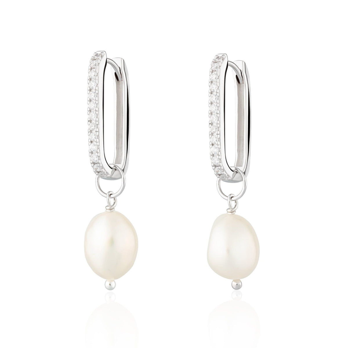Hannah Martin Sparkle Oval Hoop Earrings Baroque Pearls