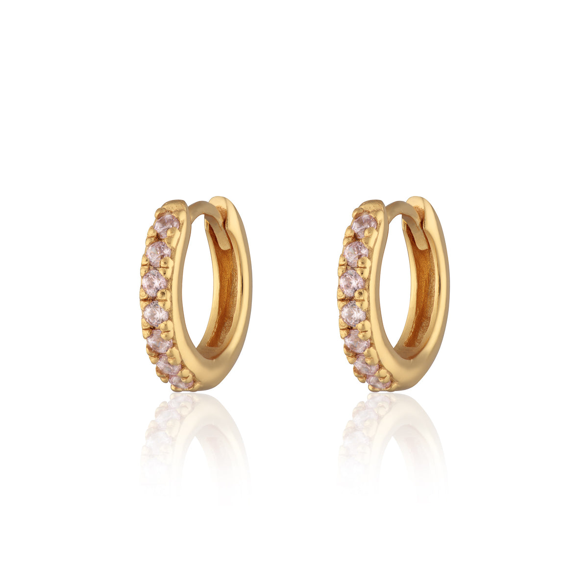 Gold Huggie Earrings Stones