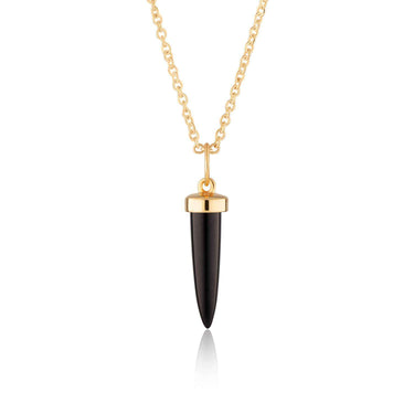 Black Spike Necklace with Slider Clasp Gold Necklace by Scream Pretty