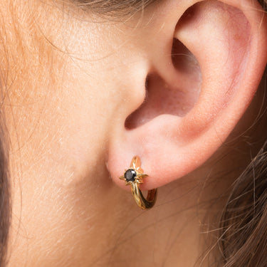 Black Star Large Huggie Earrings  | Small Hoop Earrings for Women | Scream Pretty
