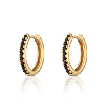 Large Huggie Earrings with Black Stones | Silver & Gold Hoop Earrings for Women | Scream Pretty