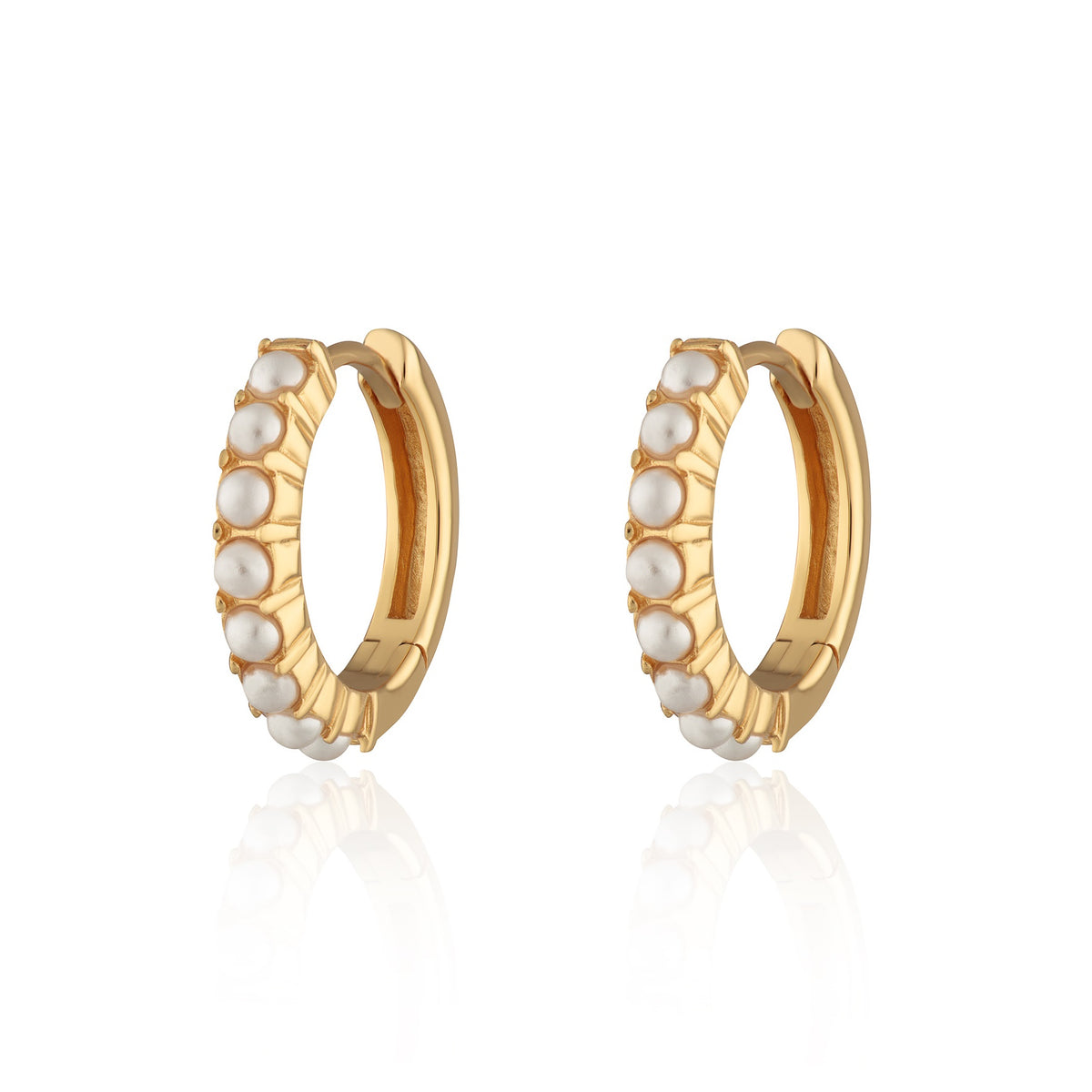 Large Pearl Huggie Earrings