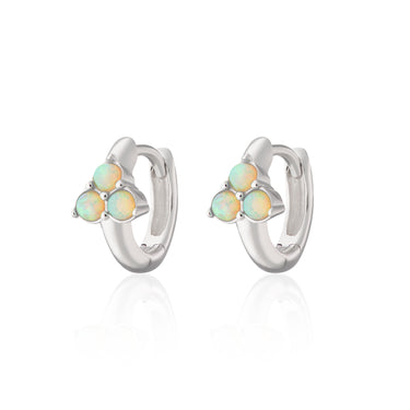 Lime Green Opal Trinity Huggie Small Hoop Earrings | Mini Hoop Earrings by Scream Pretty
