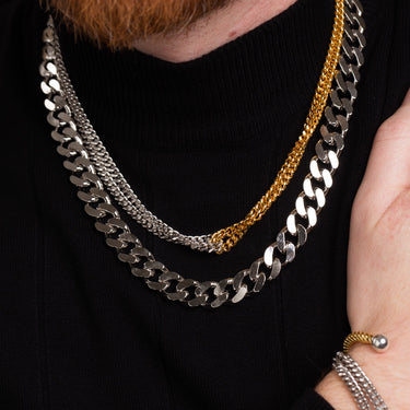 Mixed Metal Curb Chain Looped Necklace | Men's & Women's Chunky Chain Necklace | Scream Pretty
