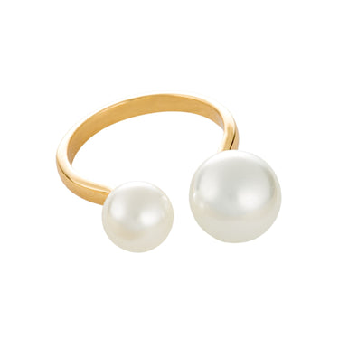 Modern Pearl Ring | Double Pearl Ring Silver & Gold | Scream Pretty