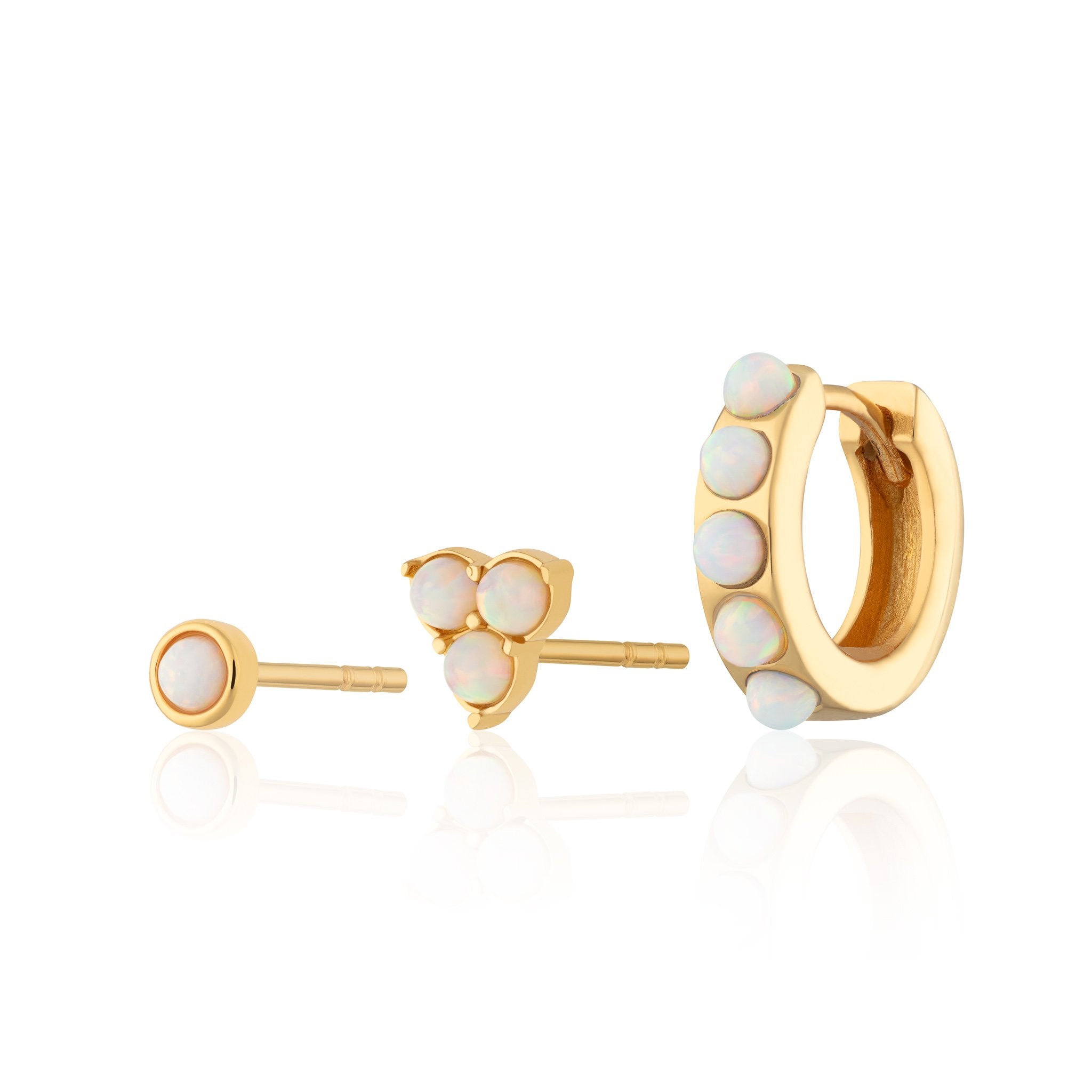 Opal Trinity Set of Three Earrings Gold Plated Earring Set by Scream Pretty