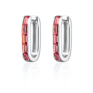 Oval Baguette Hoop Earrings with Pink Stones | Hoop Earrings | Scream Pretty
