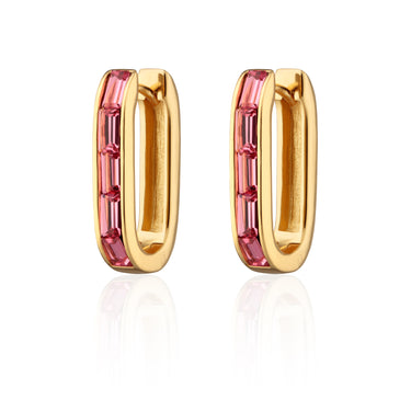 Oval Baguette Hoop Earrings with Pink Stones by Scream Pretty