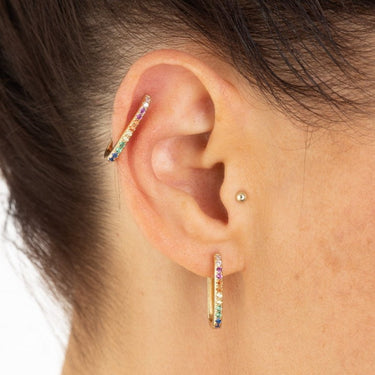 Oval Hoop Earrings with Rainbow Stones | Silver & Gold Hoop Earrings | Scream Pretty