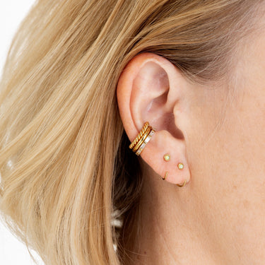 Reverse Green Opal Open Huggie Earrings  earrings by Scream Pretty