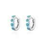 Bezel Huggie Earrings with Turquoise Stones Sterling Silver Earrings by Scream Pretty