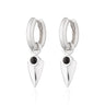 Black Onyx Shield Charm Hoop Earrings | Drop Hoop Earrings | Scream Pretty