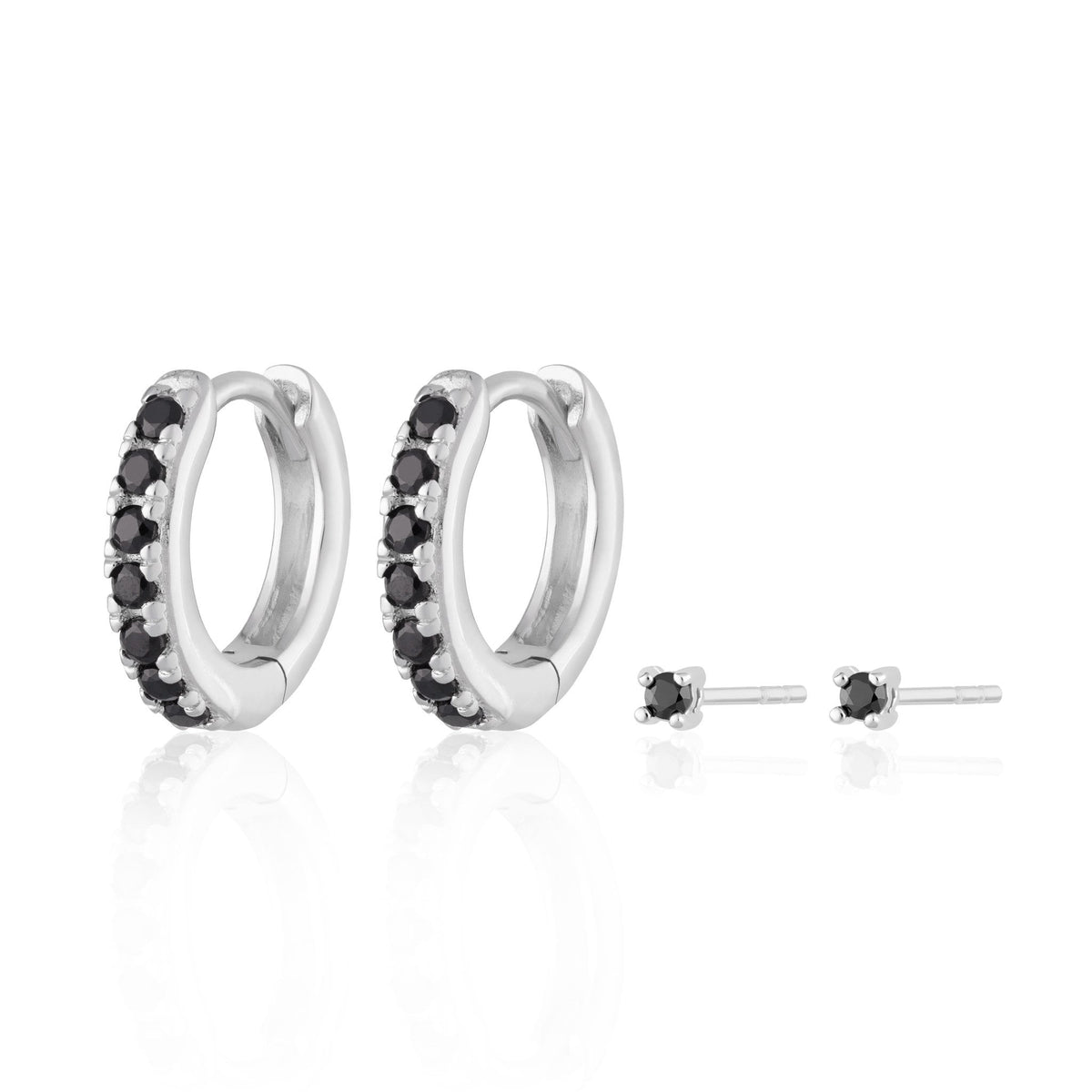 Stone Huggie Tiny Stud Set Earrings