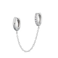 Chain Linked Mismatched Single Huggie Earring Sterling Silver Single Earring by Scream Pretty