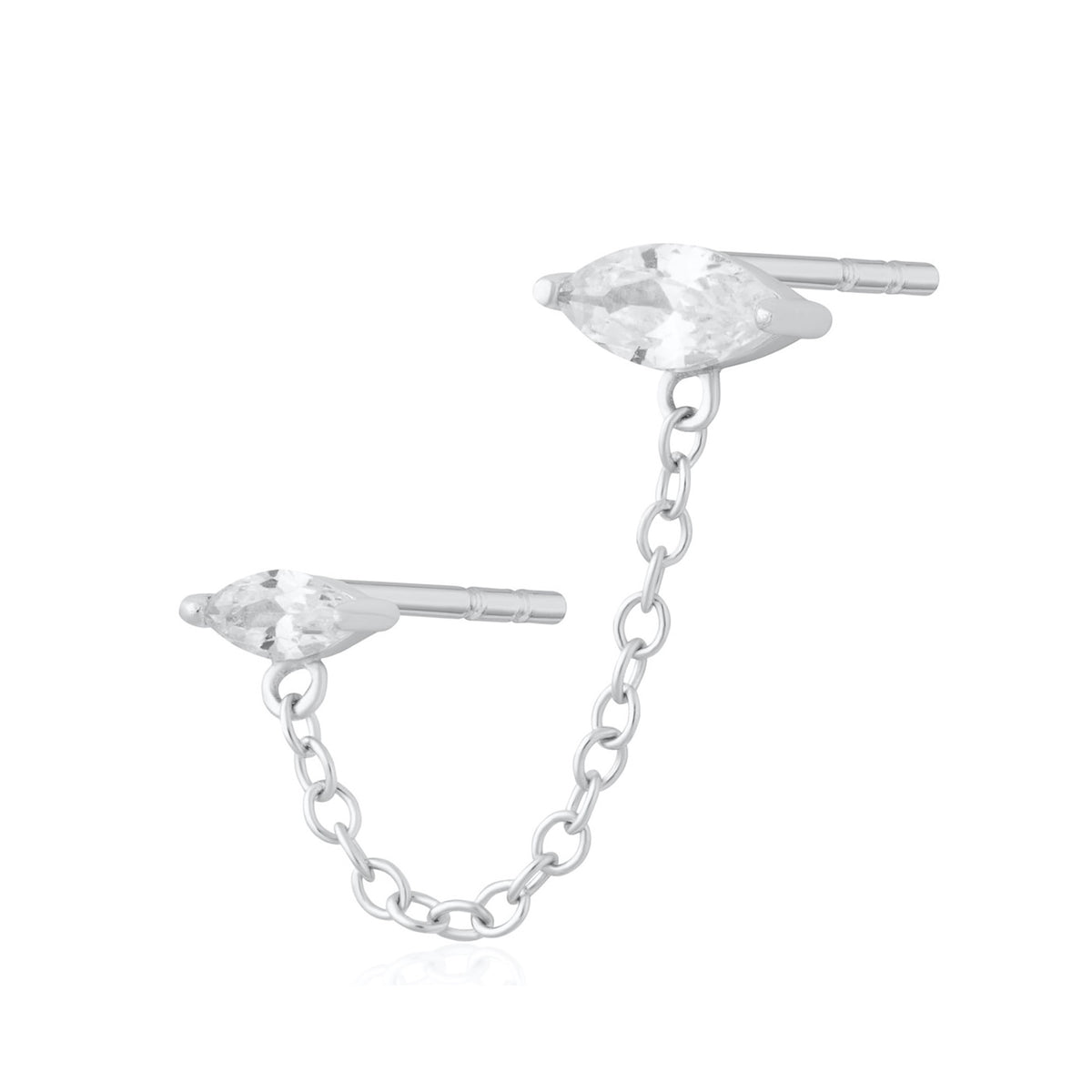 Droplet Double Stud Single Earring Chain Connector