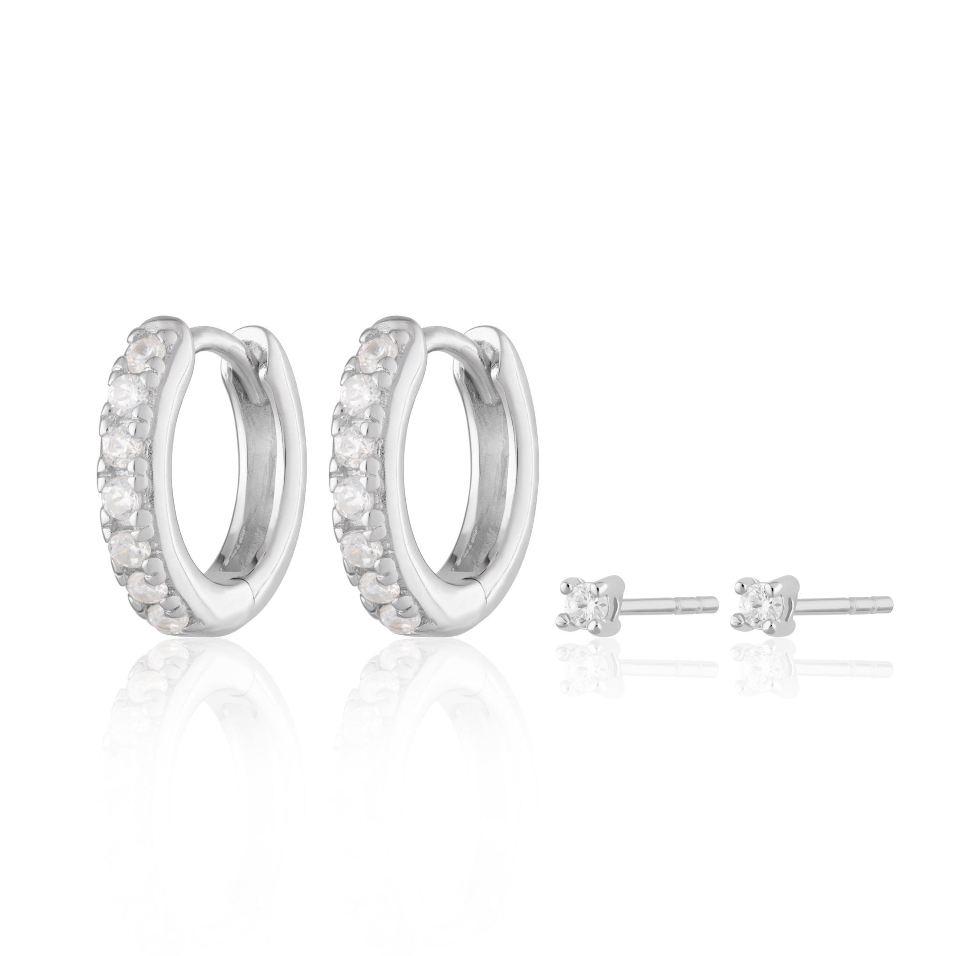 Orecchini A Cerchio Stella In Argento 925 Con Zirconia – Piccoli Huggie Ipoallergenici