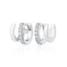 Mismatched Double Silver Huggie Earrings with Clear Stones