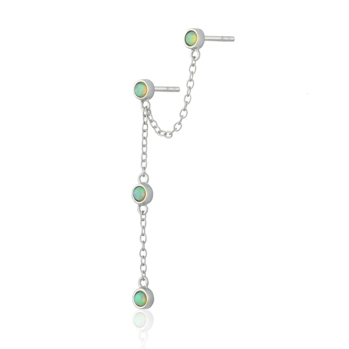 Silver Lime Opal Chandelier Stud Single Earring