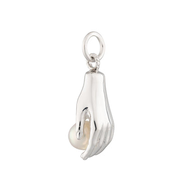 Hand and Pearl Charm Sterling Silver Charm by Scream Pretty