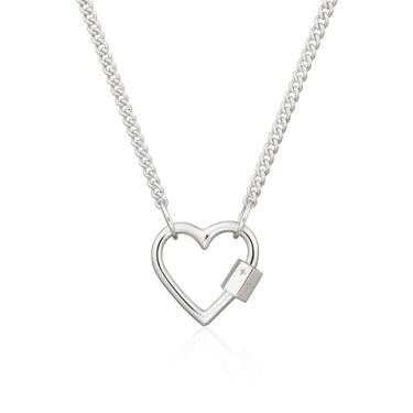 Heart Carabiner Curb Chain Necklace Sterling Silver Necklace by Scream Pretty