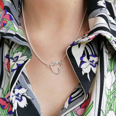 Heart Carabiner Curb Chain Necklace | Charm Collector Necklaces | Scream Pretty
