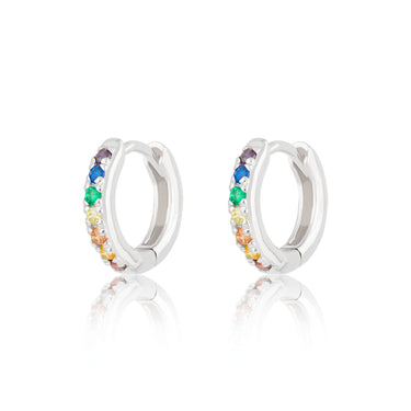 Huggie Earrings with Rainbow Stones  earrings by Scream Pretty