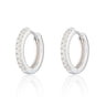Large Silver Huggie Hoop Earrings with Clear Stones for women by Scream Pretty 