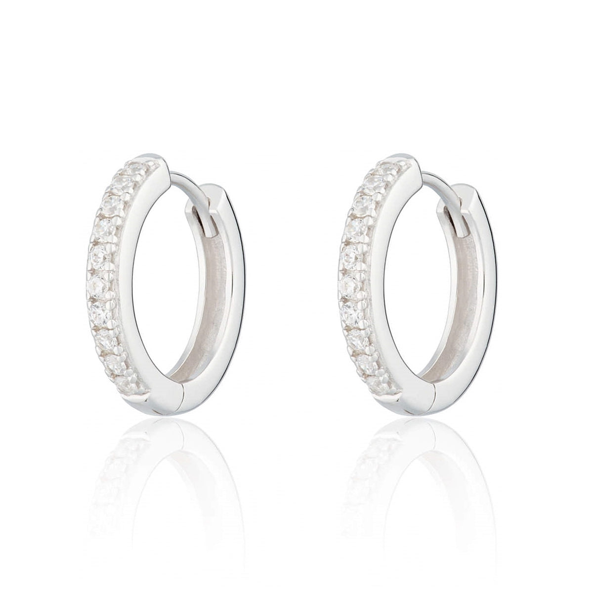 Large Huggie Earrings Clear Stones